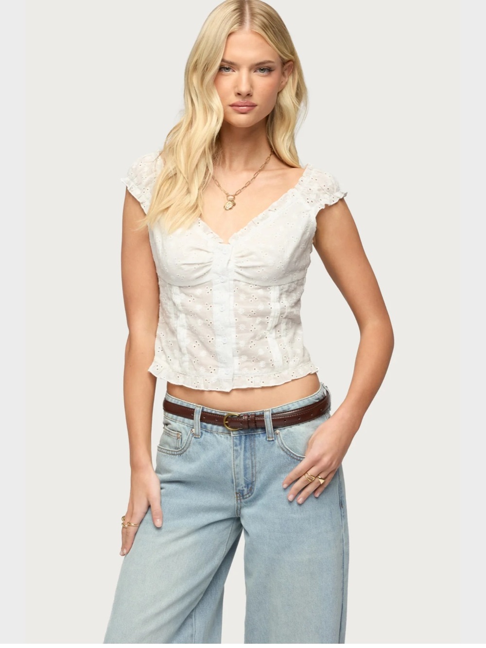 brand new edikted babydoll ruffle top white xs with tags